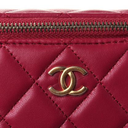 Chanel Lambskin Quilted Small Top Handle Vanity Case With Chain Dark Pink 4 of 4