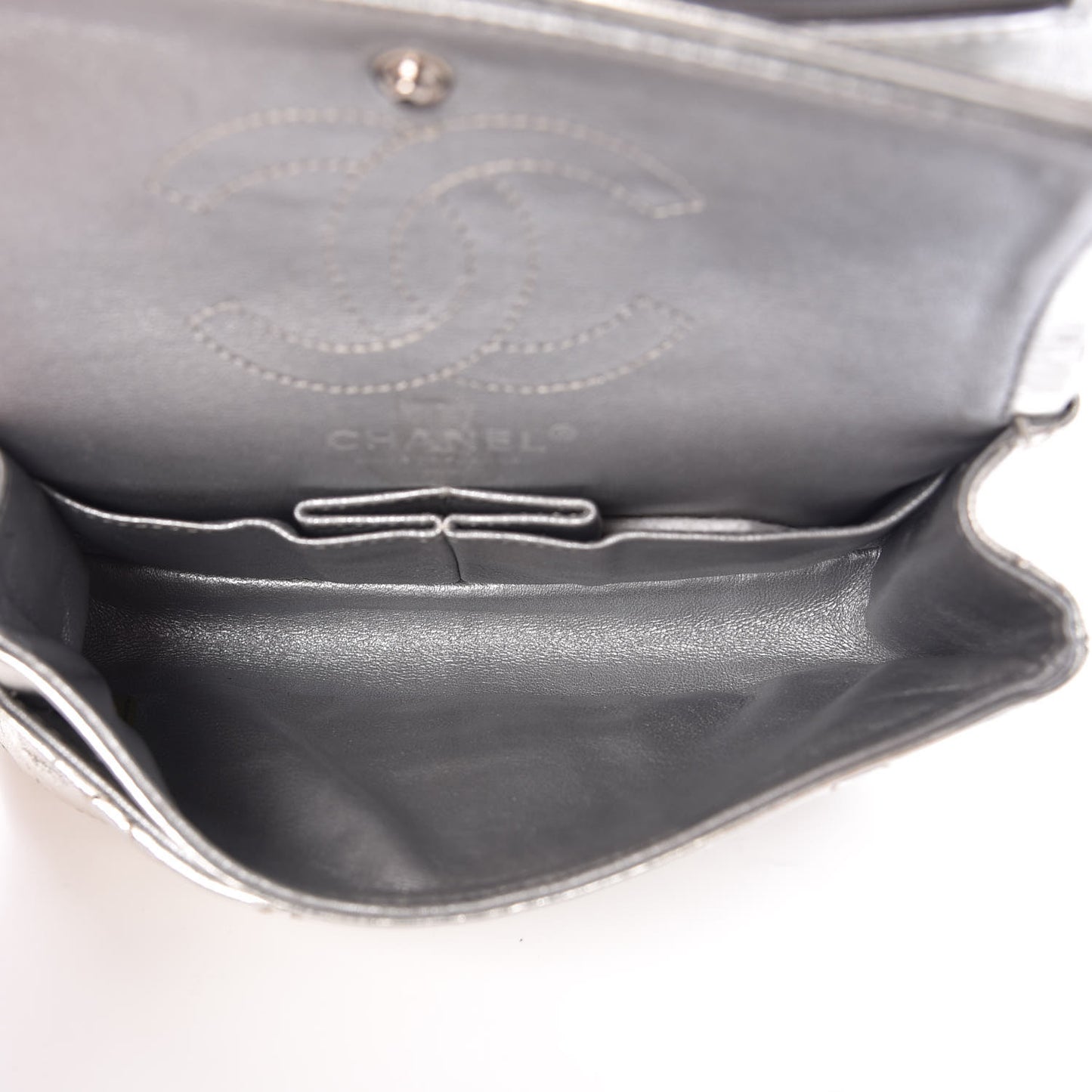 Metallic Aged Calfskin Quilted 2.55 Reissue 224 Flap Silver