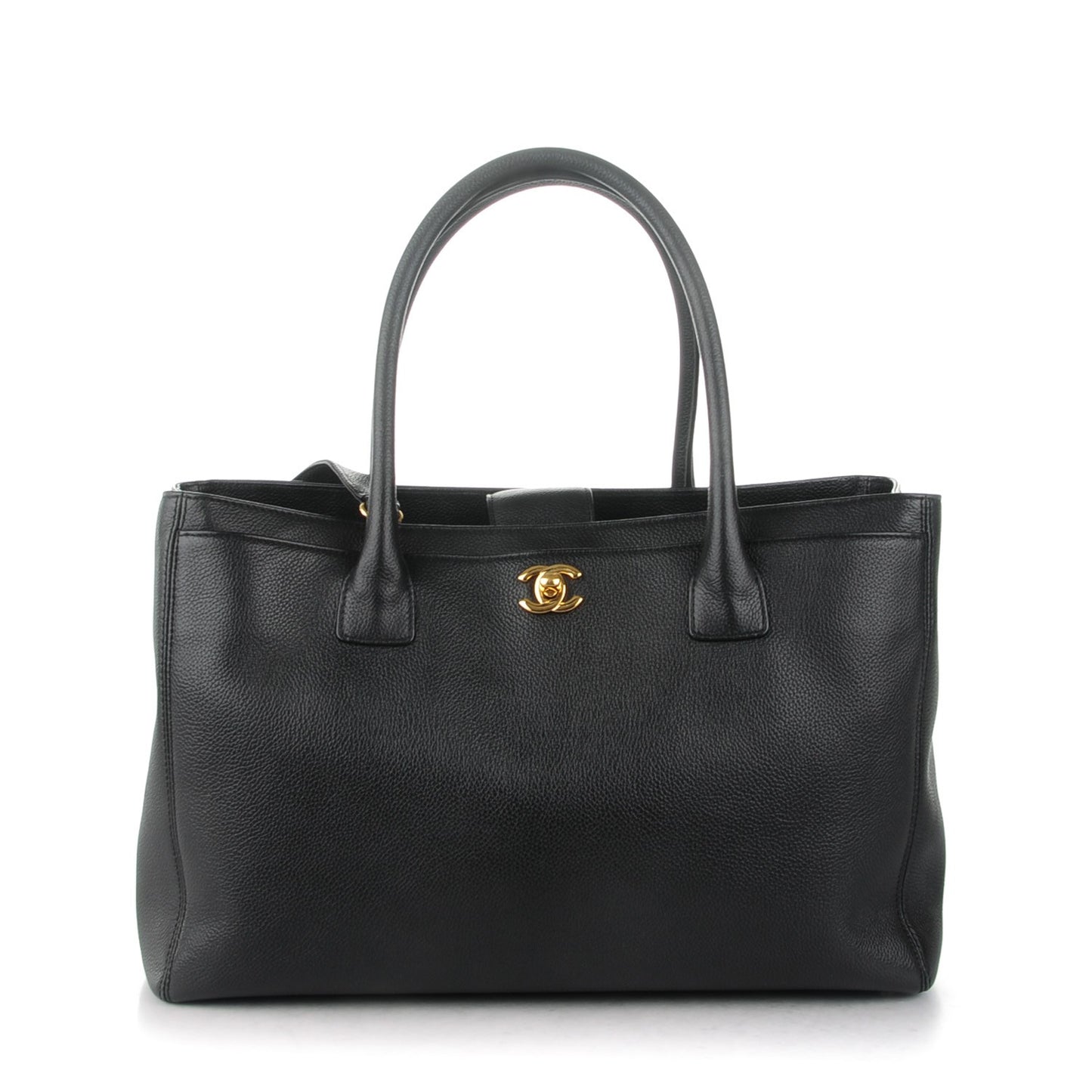 Calfskin Cerf Executive Shopper Tote Black