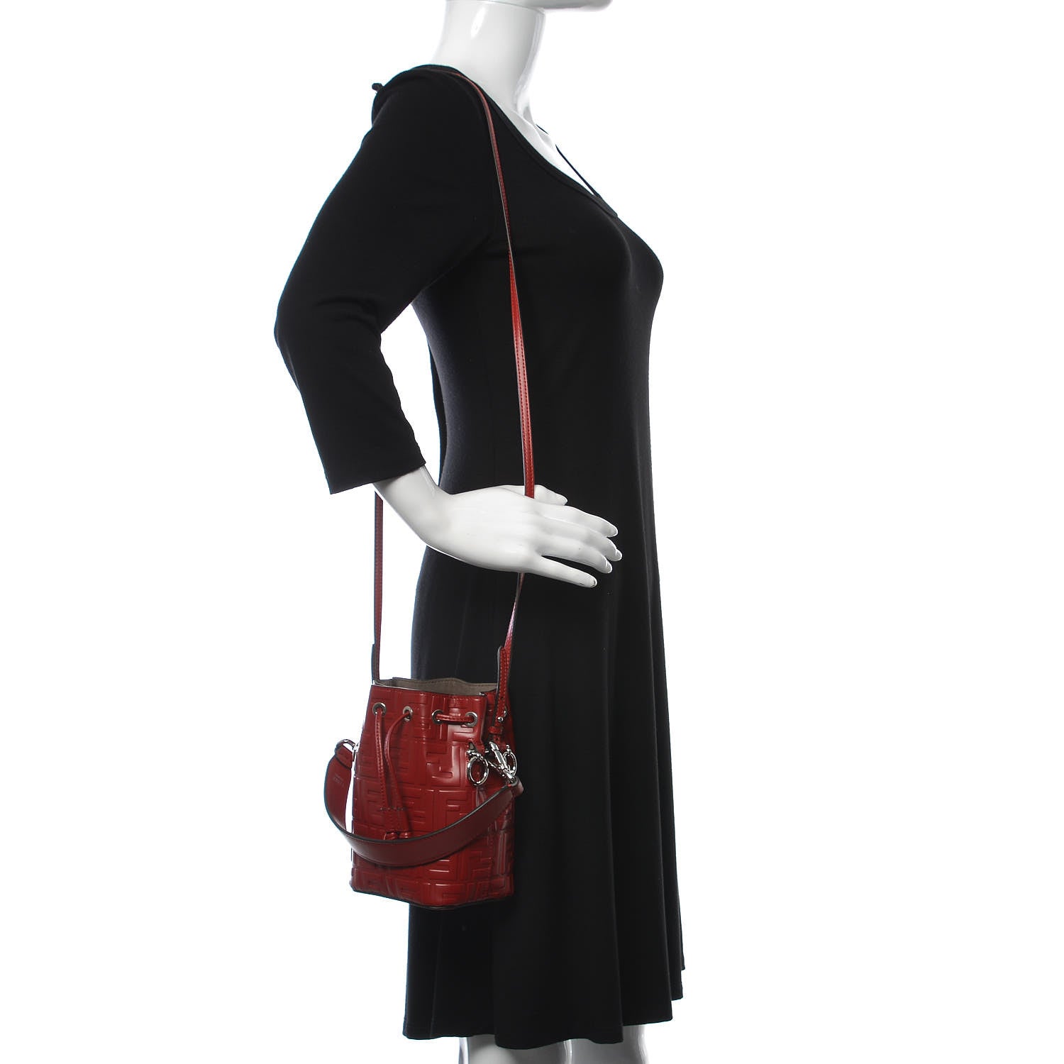 Fendi Vitello Liberty F is Fendi FF 1974 Embossed Mini Mon Tresor Bucket Bag Fragola 2 of 9