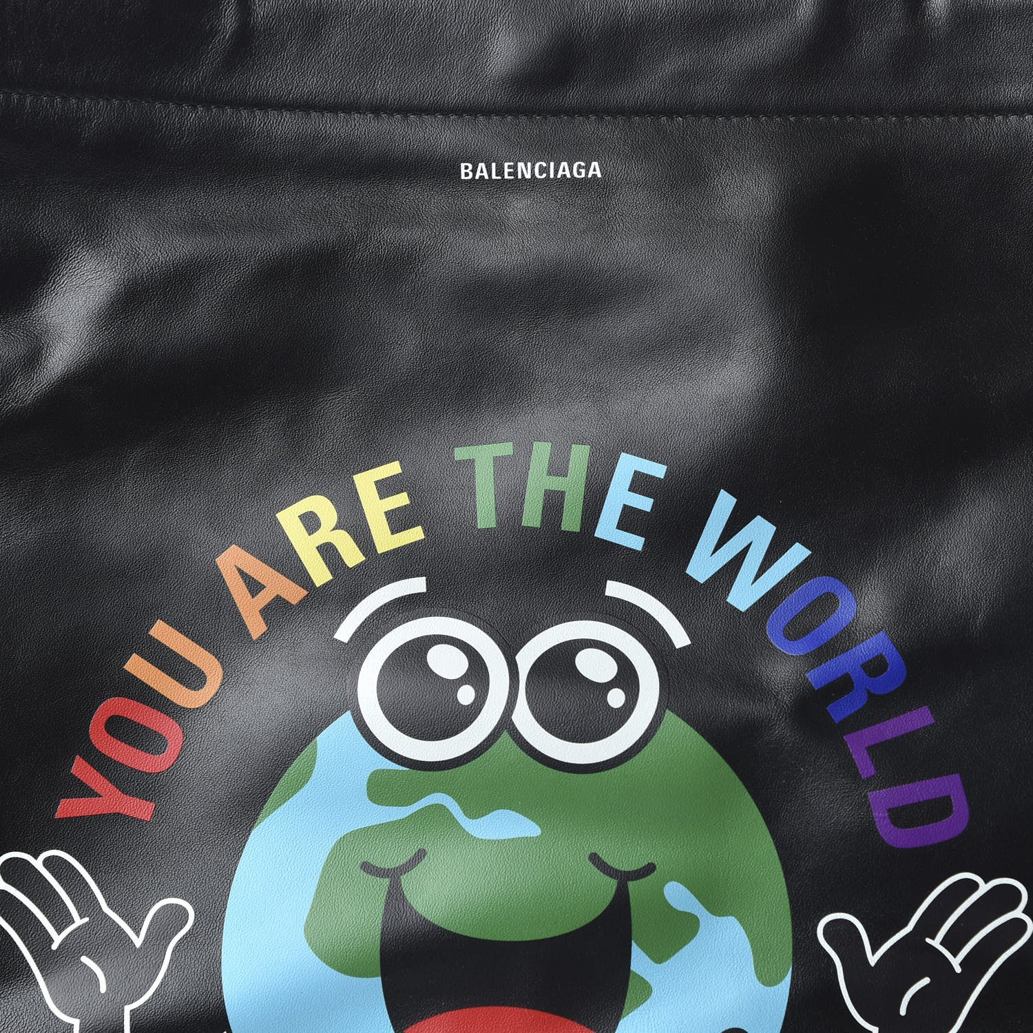 Balenciaga Calfskin You Are The World Market Shopper Tote M Black Multicolor 9 of 9