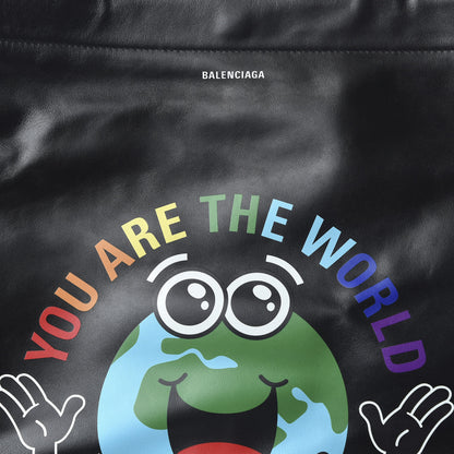 Balenciaga Calfskin You Are The World Market Shopper Tote M Black Multicolor 9 of 9