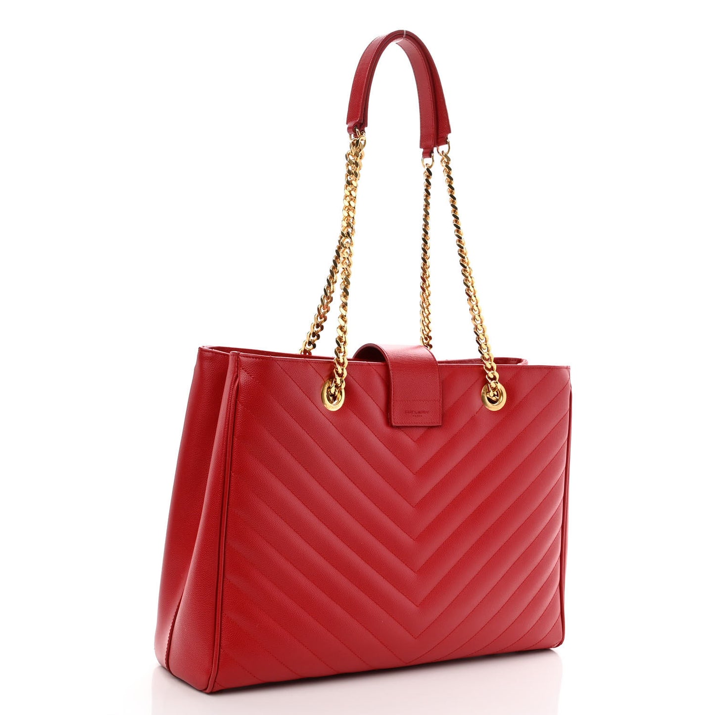 Grain De Poudre Matelasse Chevron Monogram Shopping Bag Red