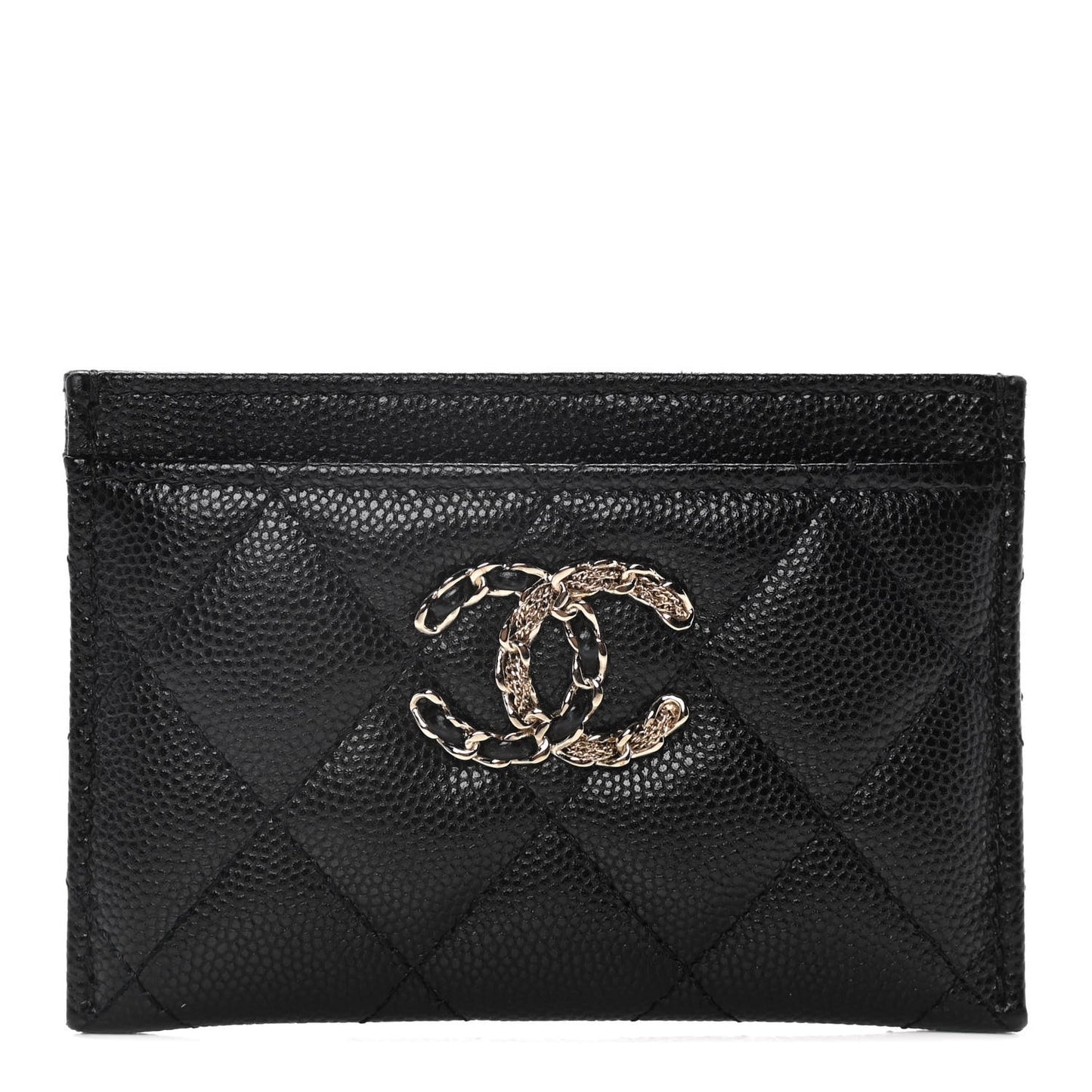 Caviar Quilted French New Wave Card Holder Black