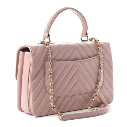 Chanel Lambskin Chevron Quilted Medium Trendy CC Dual Handle Flap Bag Pink 3 of 11
