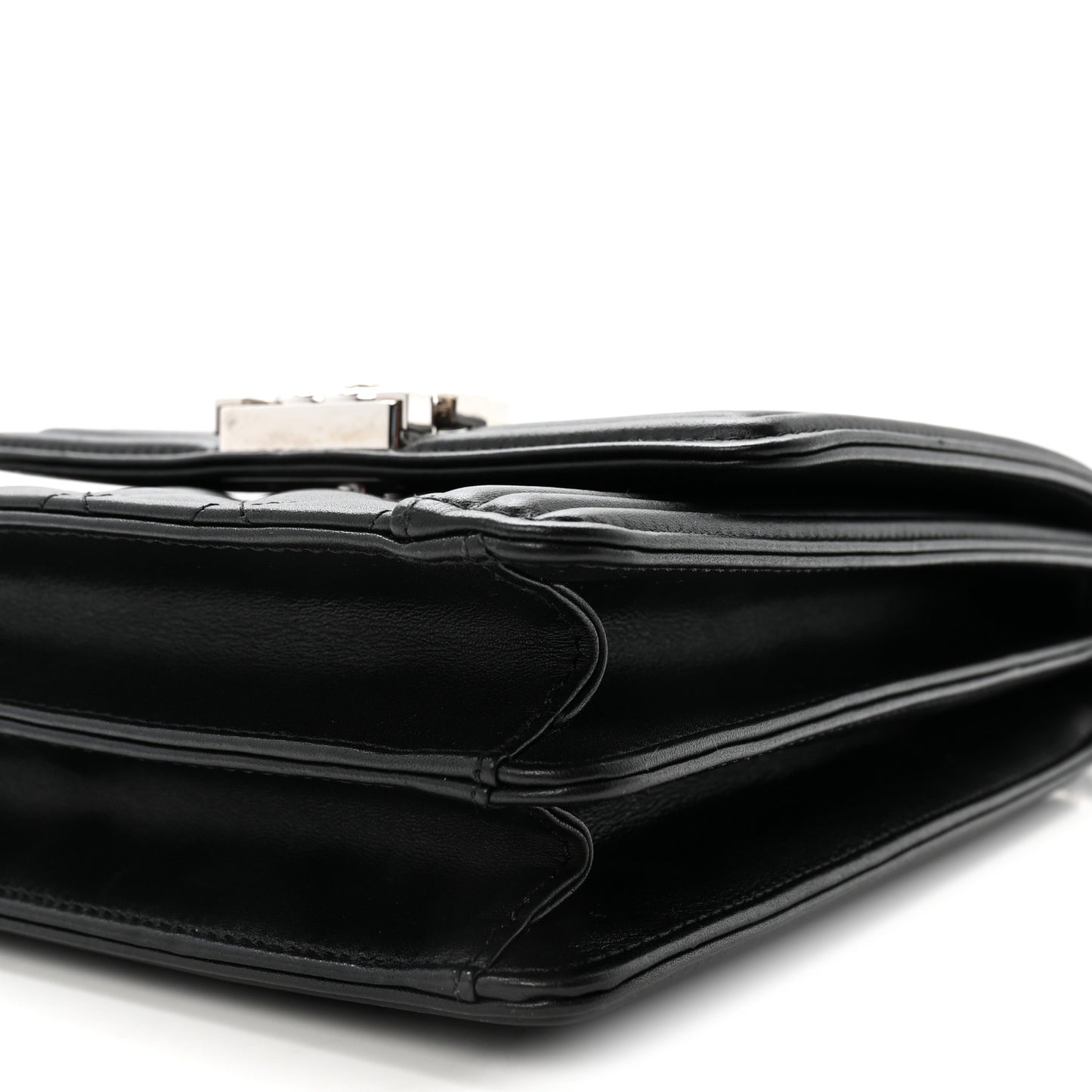 Calfskin Quilted North South Boy Flap Black