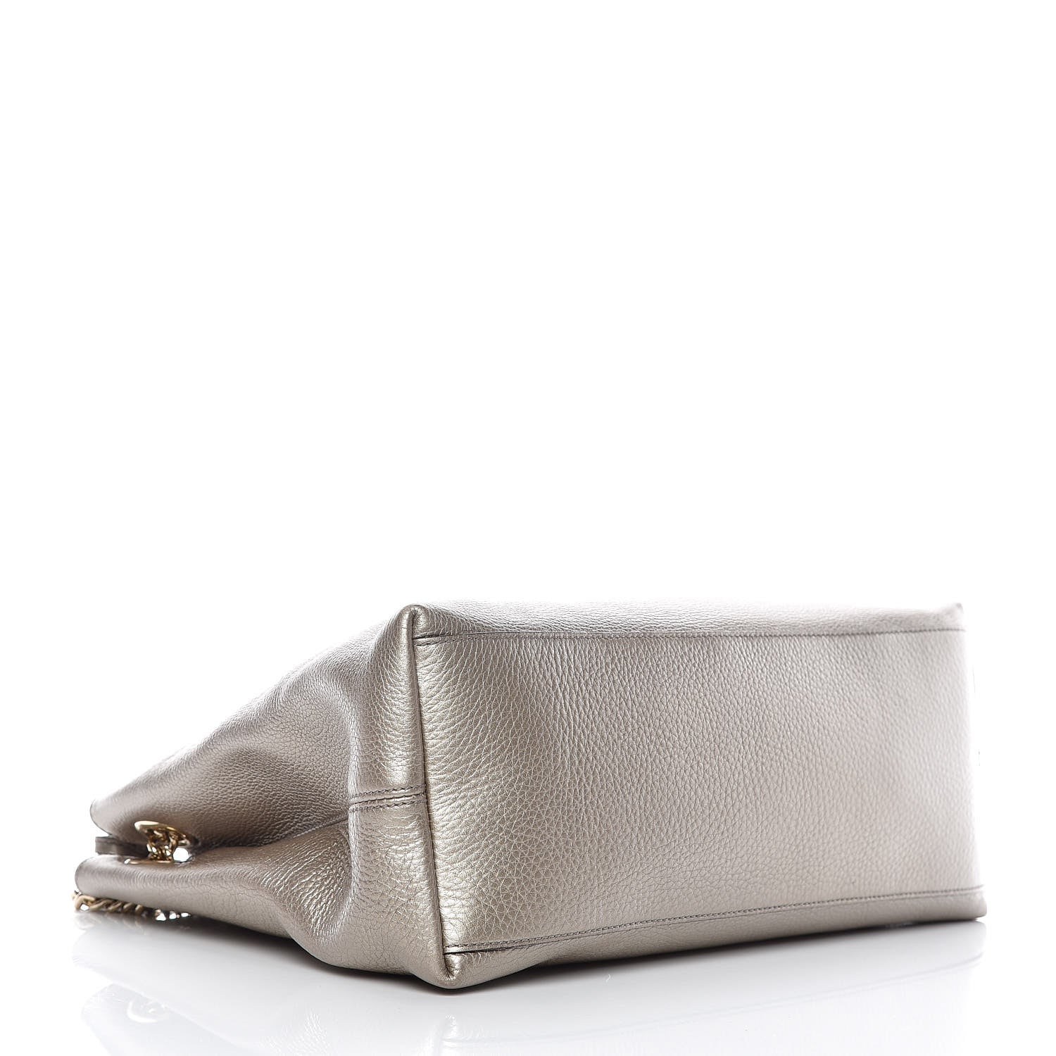 Gucci Metallic Pebbled Calfskin Medium Soho Chain Shoulder Bag Golden Beige 4 of 11