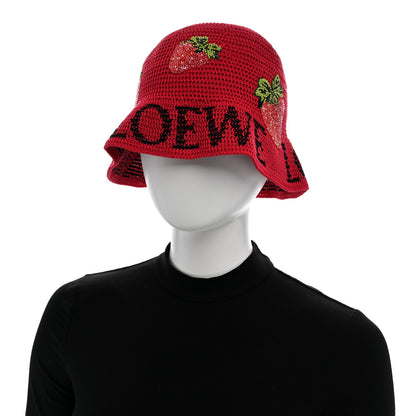Loewe X PAULA'S IBIZA Crochet Beaded Strawberry Bucket Hat S Red 2 of 5