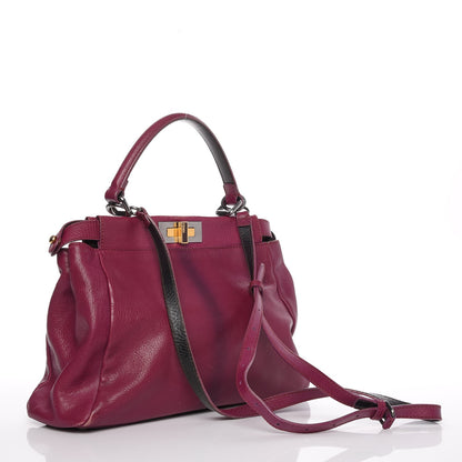 Fendi Goatskin Zucca Medium Peekaboo Iconic Satchel Ciclamino Tobacco Moro 4 of 16