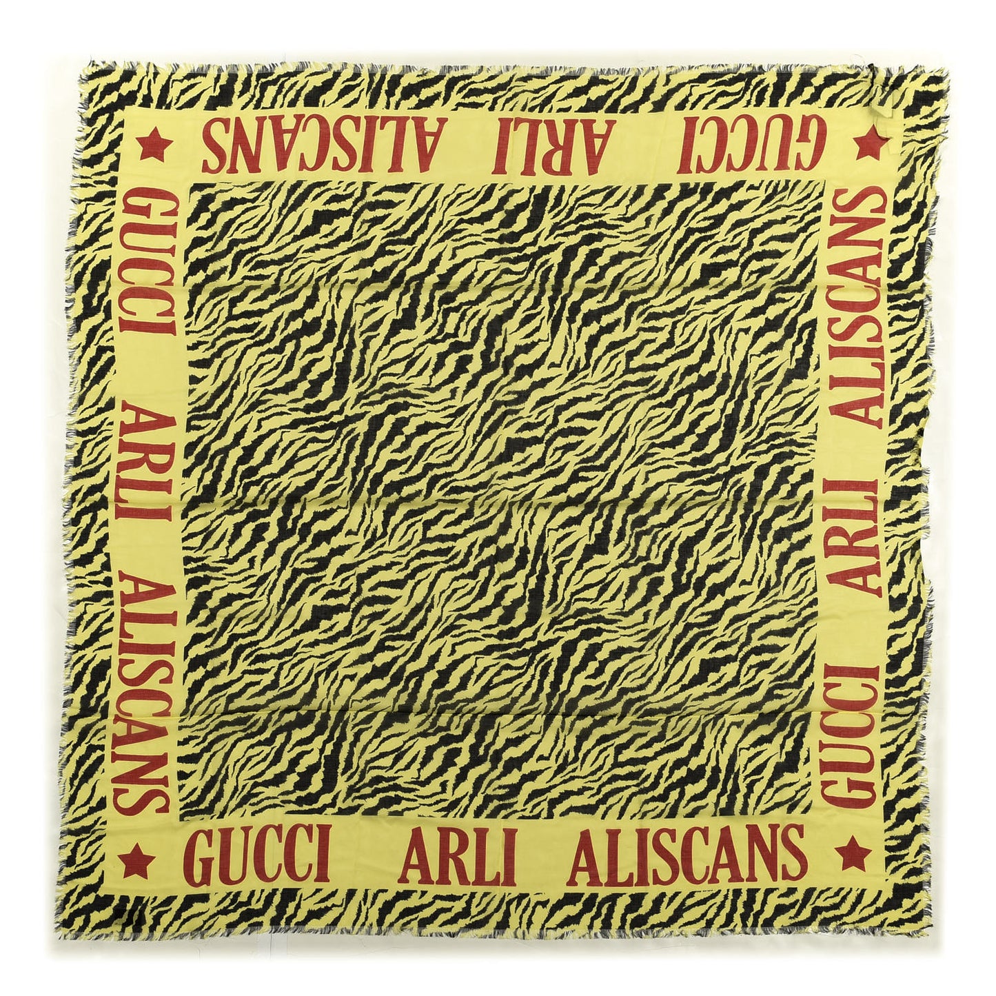 Modal Silk Zebra Print Square Scarf Yellow