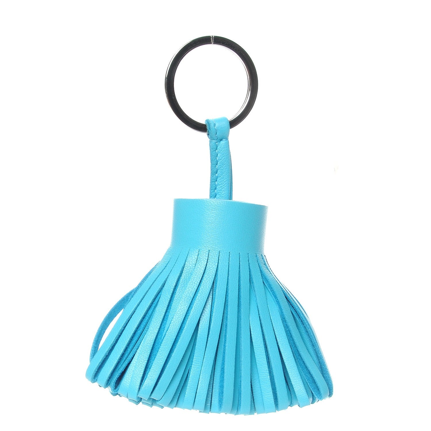 Hermes Lambskin Carmen Tassel Key Holder Bleu Azteque 1 of 4