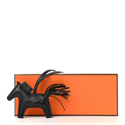 Hermes Milo Lambskin Matte Alligator Touch Grigri Rodeo Horse Bag Charm PM So Black 4 of 4