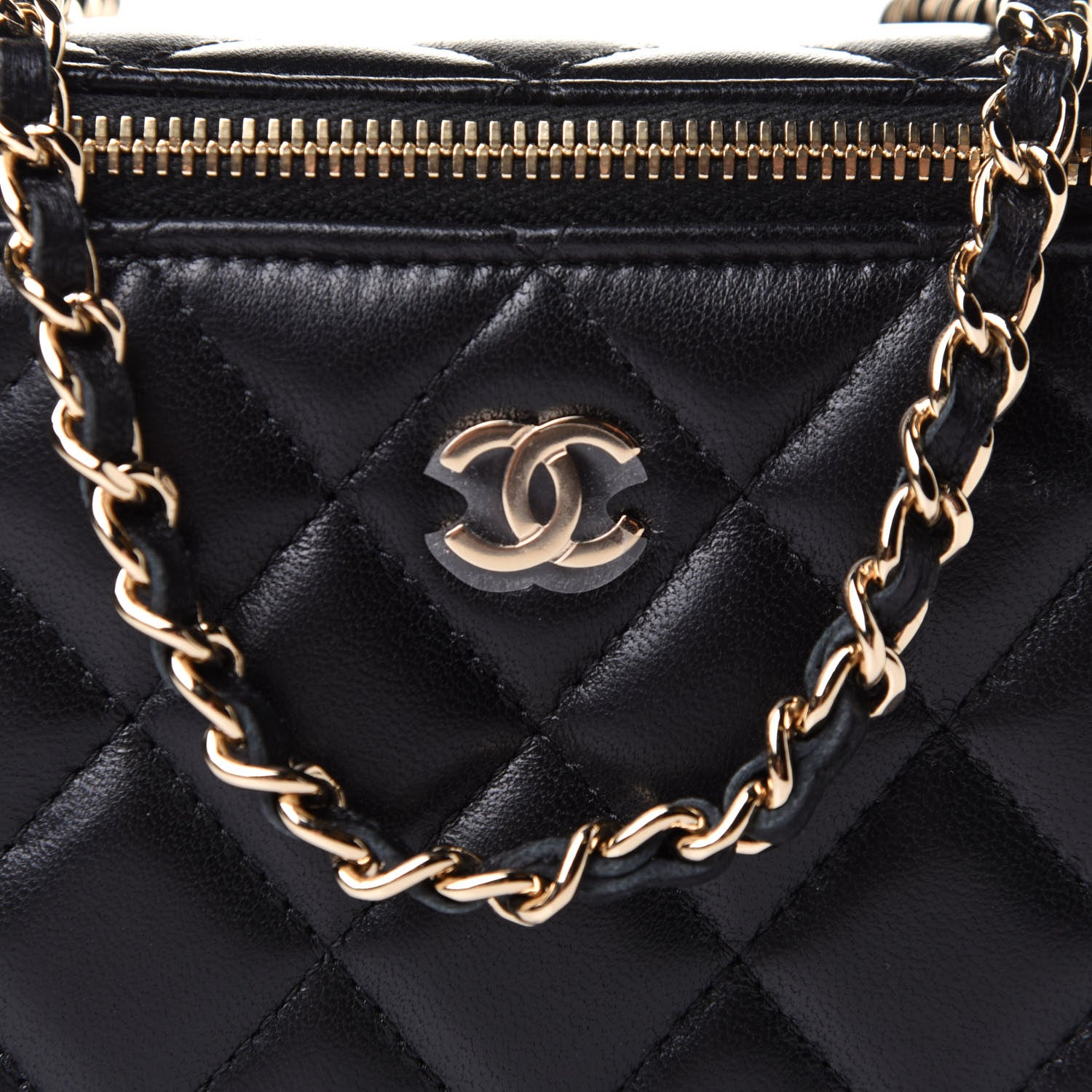 Chanel Lambskin Quilted Small Vanity Case With Chain Black 9 of 13