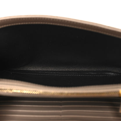 Saint Laurent Grain De Poudre Mixed Matelasse Triquilt Monogram Chain Wallet Dark Beige 5 of 12