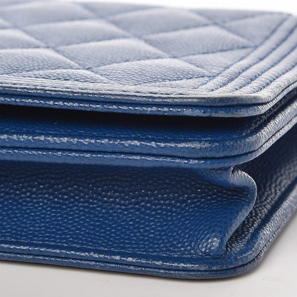Chanel Caviar Quilted Boy Wallet On Chain WOC Blue 12 of 14