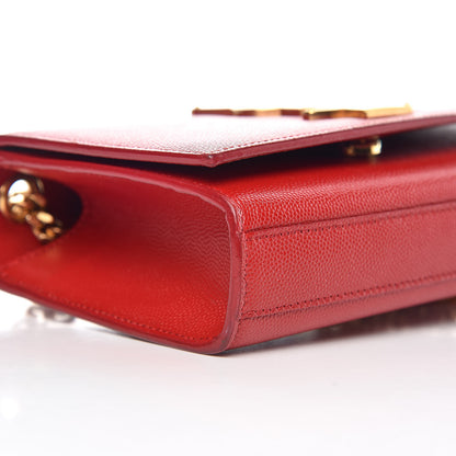 Saint Laurent Grain De Poudre Small Monogram Kate Satchel Red 5 of 10