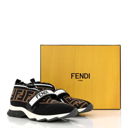 Fendi Stretch Yarn FF Stiff Band Rockoko Sneakers 37 Black White Tobacco 9 of 9