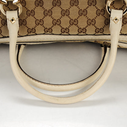 Gucci Monogram Horsebit Nail Medium Boston White 6 of 9
