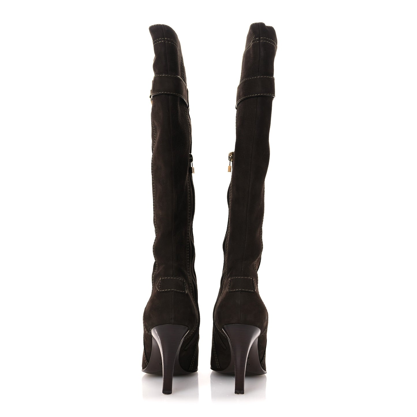 Suede High Boots 40 Brown