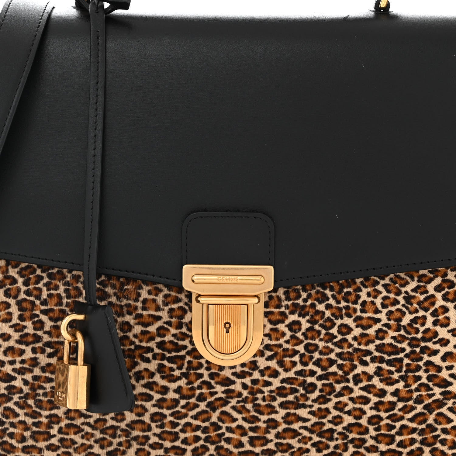 Celine Calfskin Cartable Pony Hair Small Briefcase Black 9 of 11