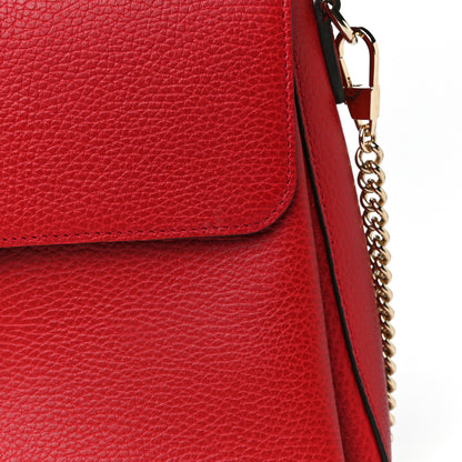 Gucci Dollar Calfskin Medium Interlocking G Top Handle Shoulder Bag Red 17 of 18