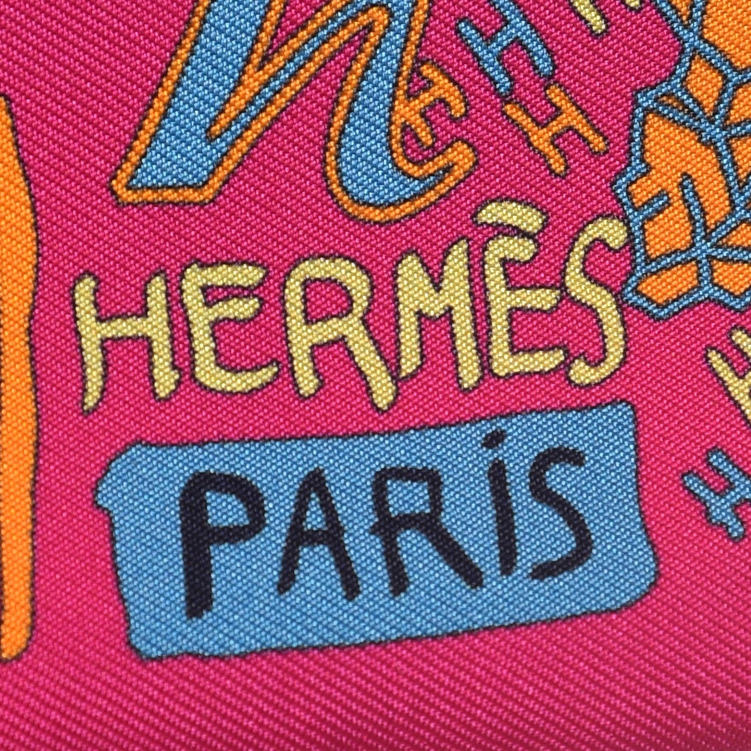 Hermes Silk 1001 H Twilly Orange Fuchsia Bleu 7 of 7