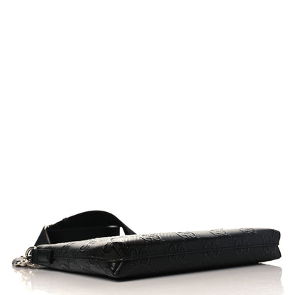 Gucci Calfskin GG Tennis Embossed Medium Wristlet Messenger Bag Black 3 of 8