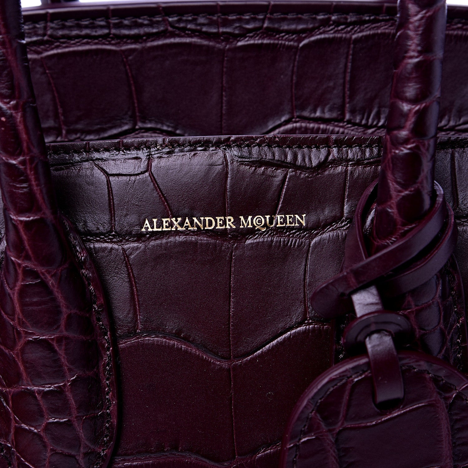 Alexander McQueen Calfskin Crocodile Embossed Mini Heroine 21 Burgundy 6 of 8