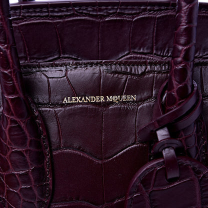 Alexander McQueen Calfskin Crocodile Embossed Mini Heroine 21 Burgundy 6 of 8