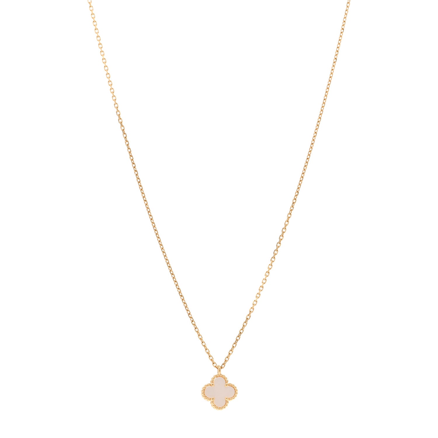 Van Cleef & Arpels 18K Yellow Gold Mother of Pearl Sweet Alhambra Pendant Necklace 1 of 6
