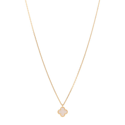 Van Cleef & Arpels 18K Yellow Gold Mother of Pearl Sweet Alhambra Pendant Necklace 1 of 6