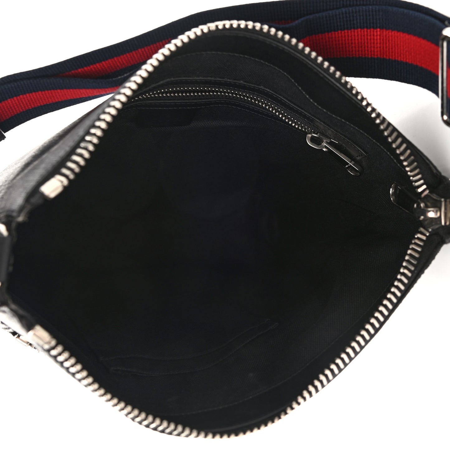 GG Supreme Monogram Appia Calfskin Web Flat Messenger Bag Black Grey