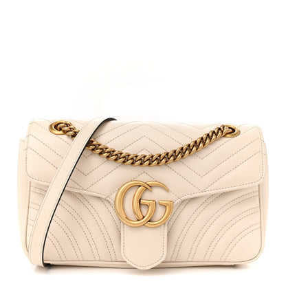 Gucci Calfskin Matelasse Small GG Marmont Shoulder Bag White 1 of 12