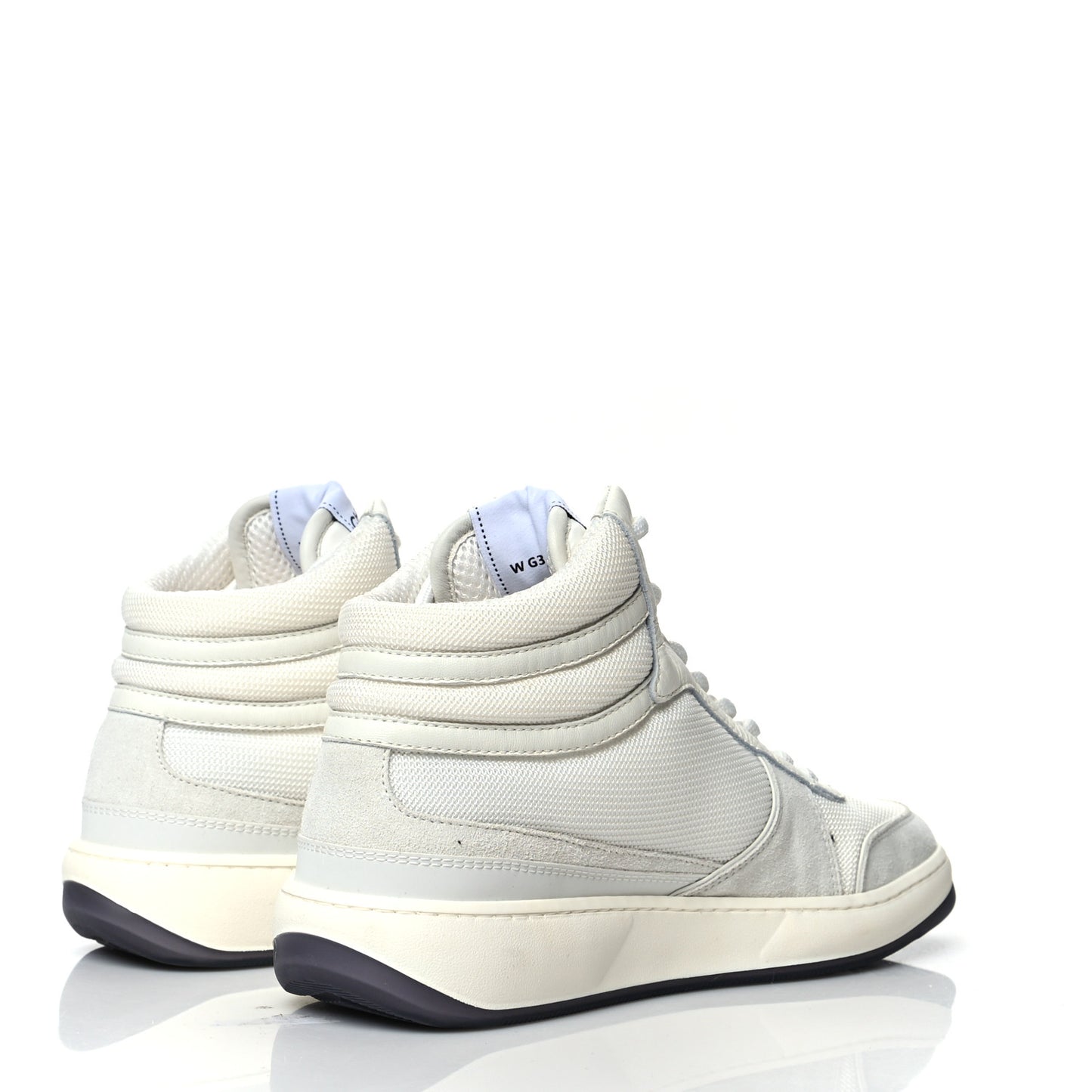 Suede Fabric Grained Calfskin Womens CC High Top Sneakers 38.5 White