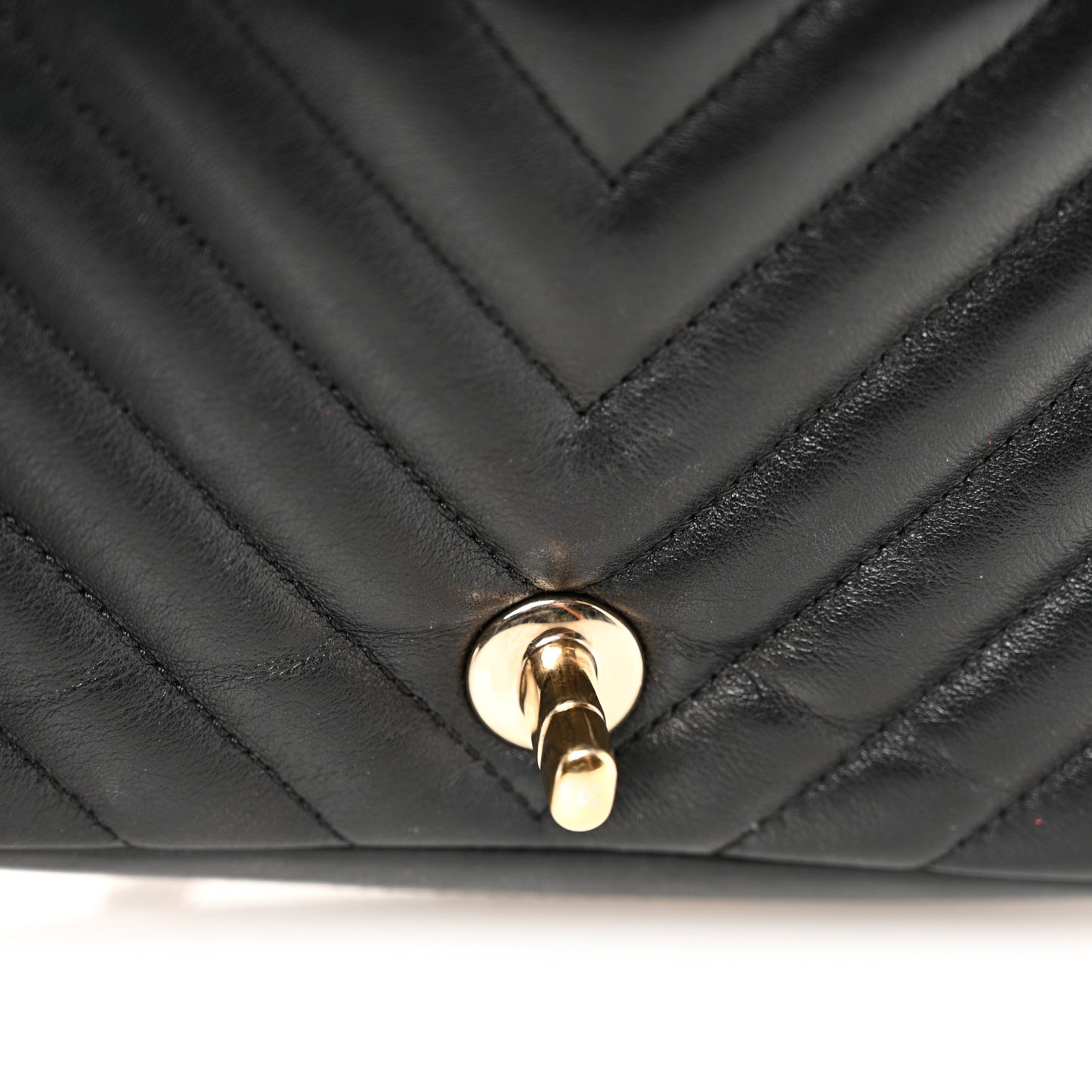 Calfskin Chevron Quilted Mini Statement Flap Black