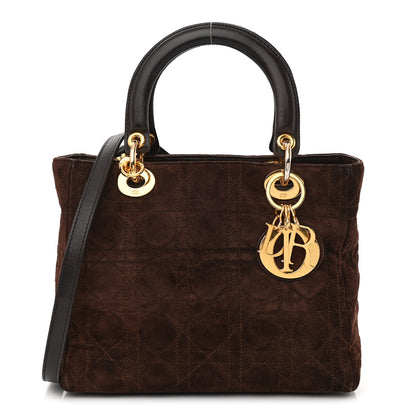 Christian Dior Suede Cannage Medium Lady Dior Brown 1 of 13