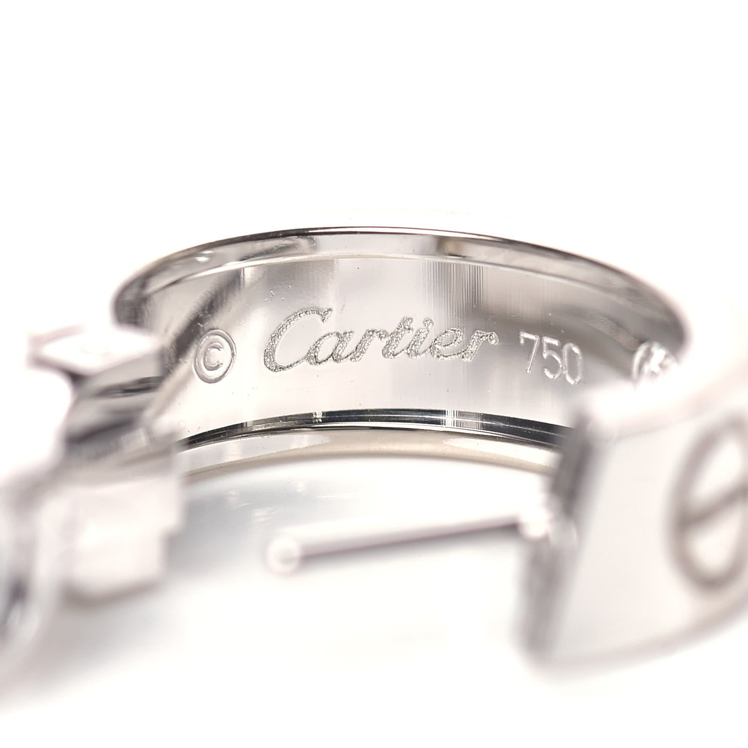Cartier 18K White Gold 2 Diamond 5.5mm LOVE Hoop Earrings 4 of 6