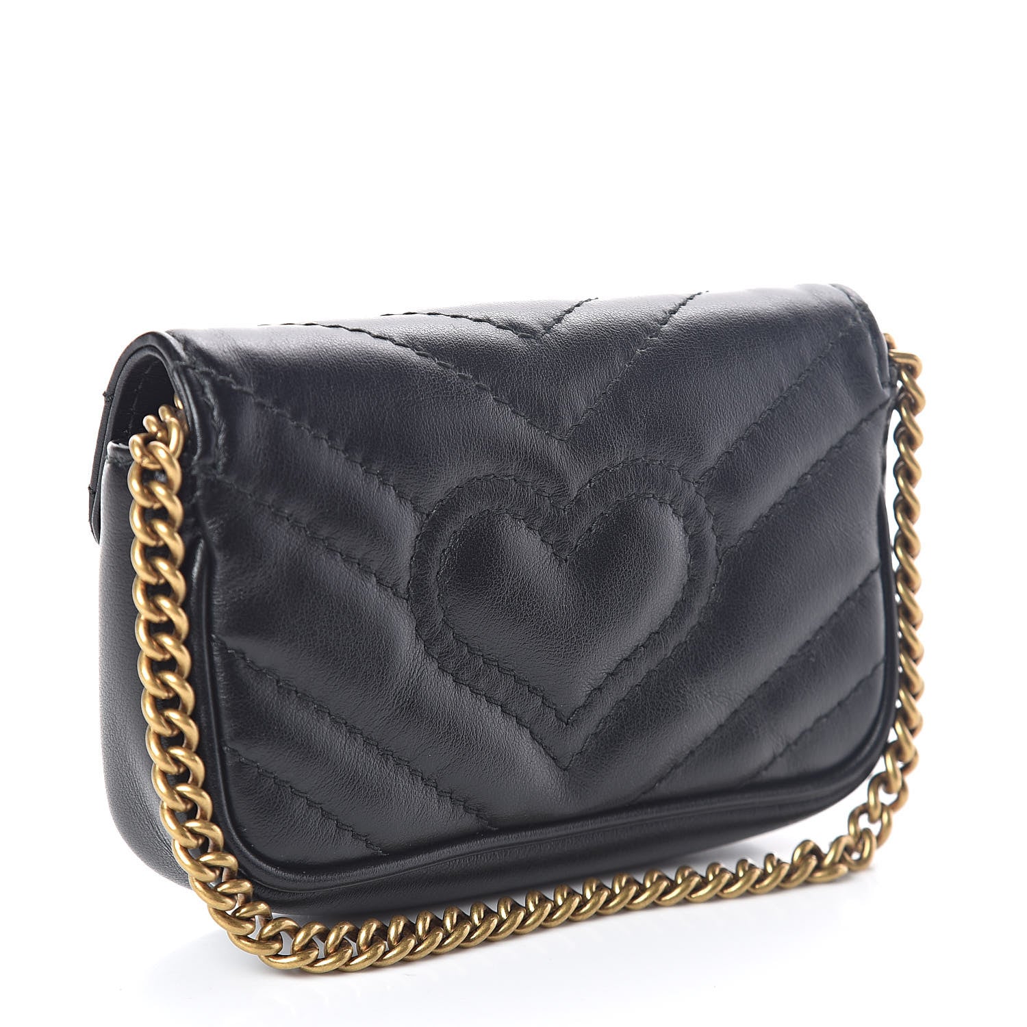 Gucci Calfskin Matelasse GG Marmont 2.0 Coin Purse On A Chain Black 3 of 8