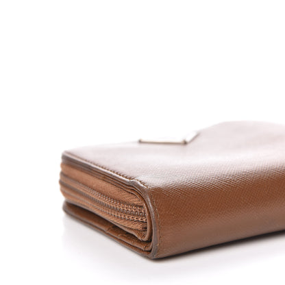 Prada Saffiano Compact Zip Around Wallet Cannella 9 of 15