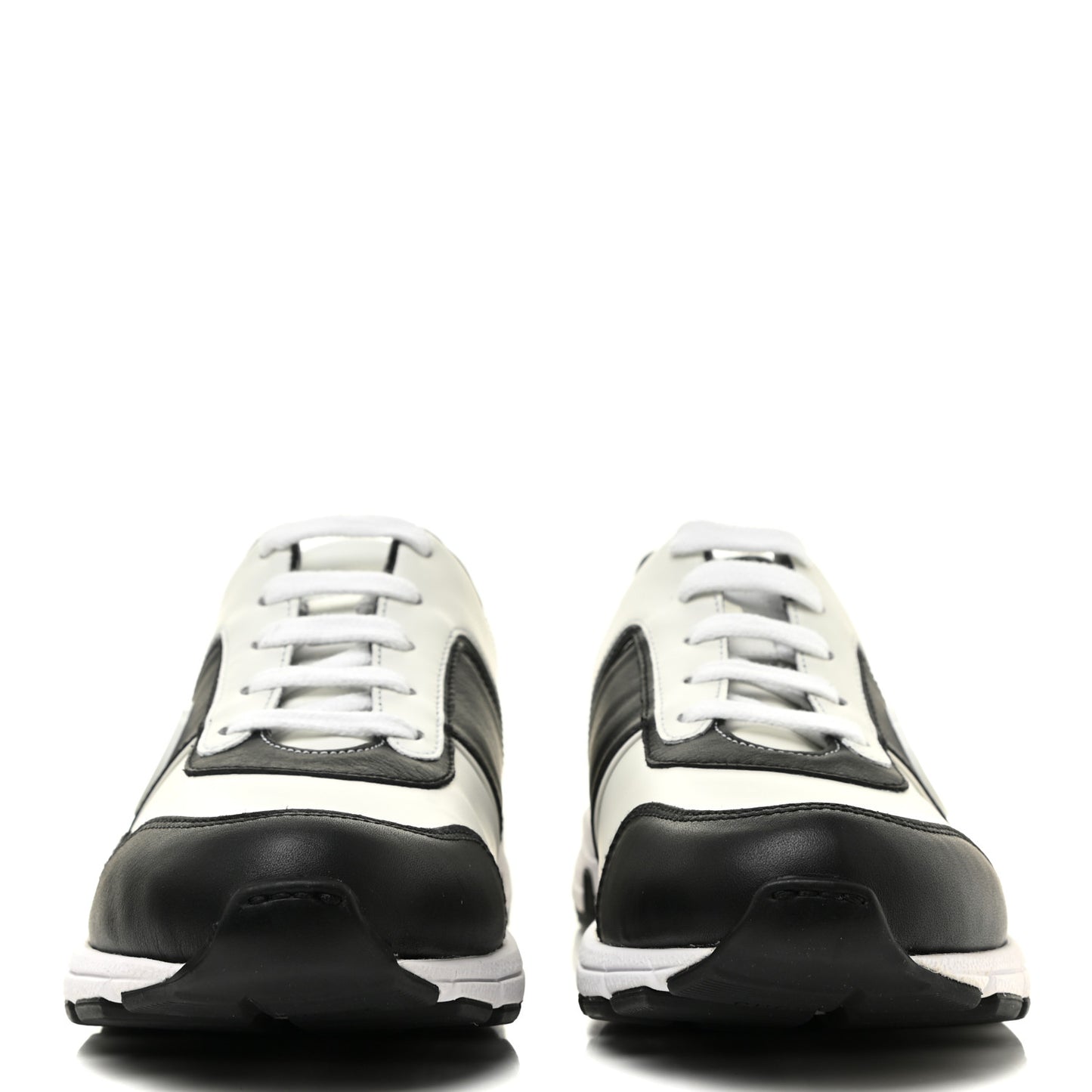 Calfskin Womens Interlocking G Sneakers 37 Black White