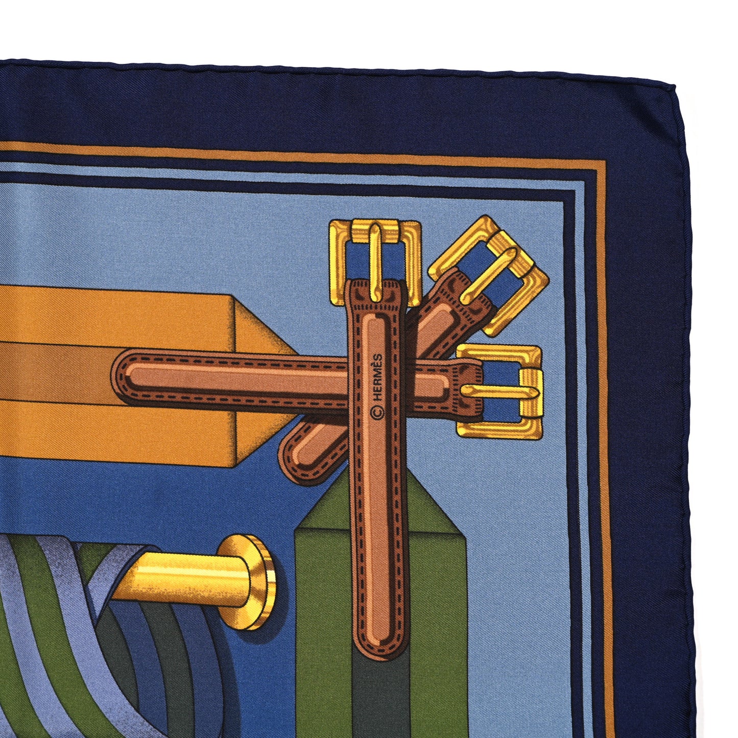 Silk Les Sangles Scarf 90 Bleu