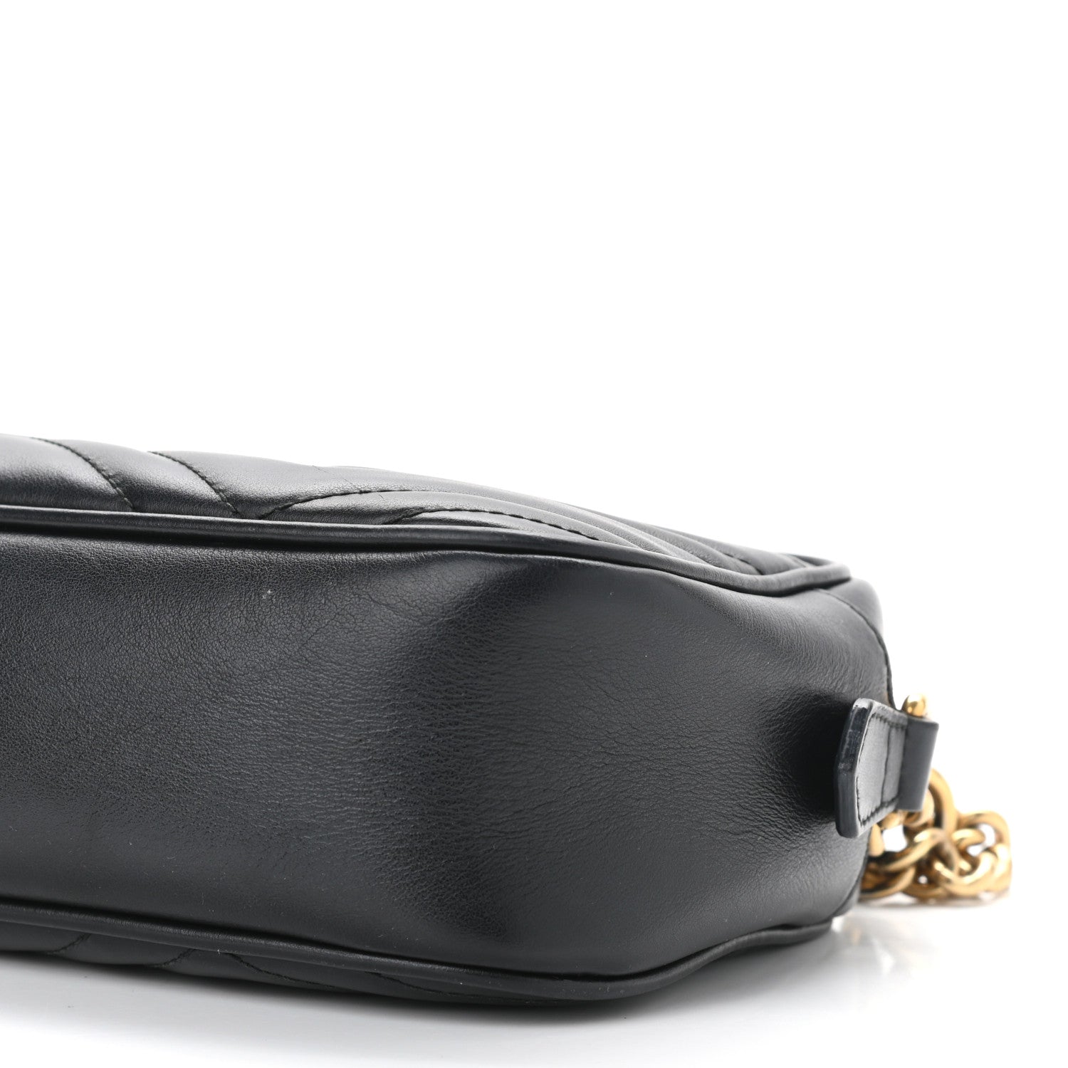 Gucci Calfskin Matelasse Small GG Marmont Chain Shoulder Bag Black 11 of 15