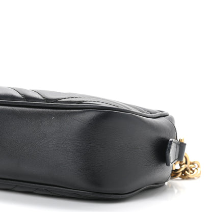 Gucci Calfskin Matelasse Small GG Marmont Chain Shoulder Bag Black 11 of 15