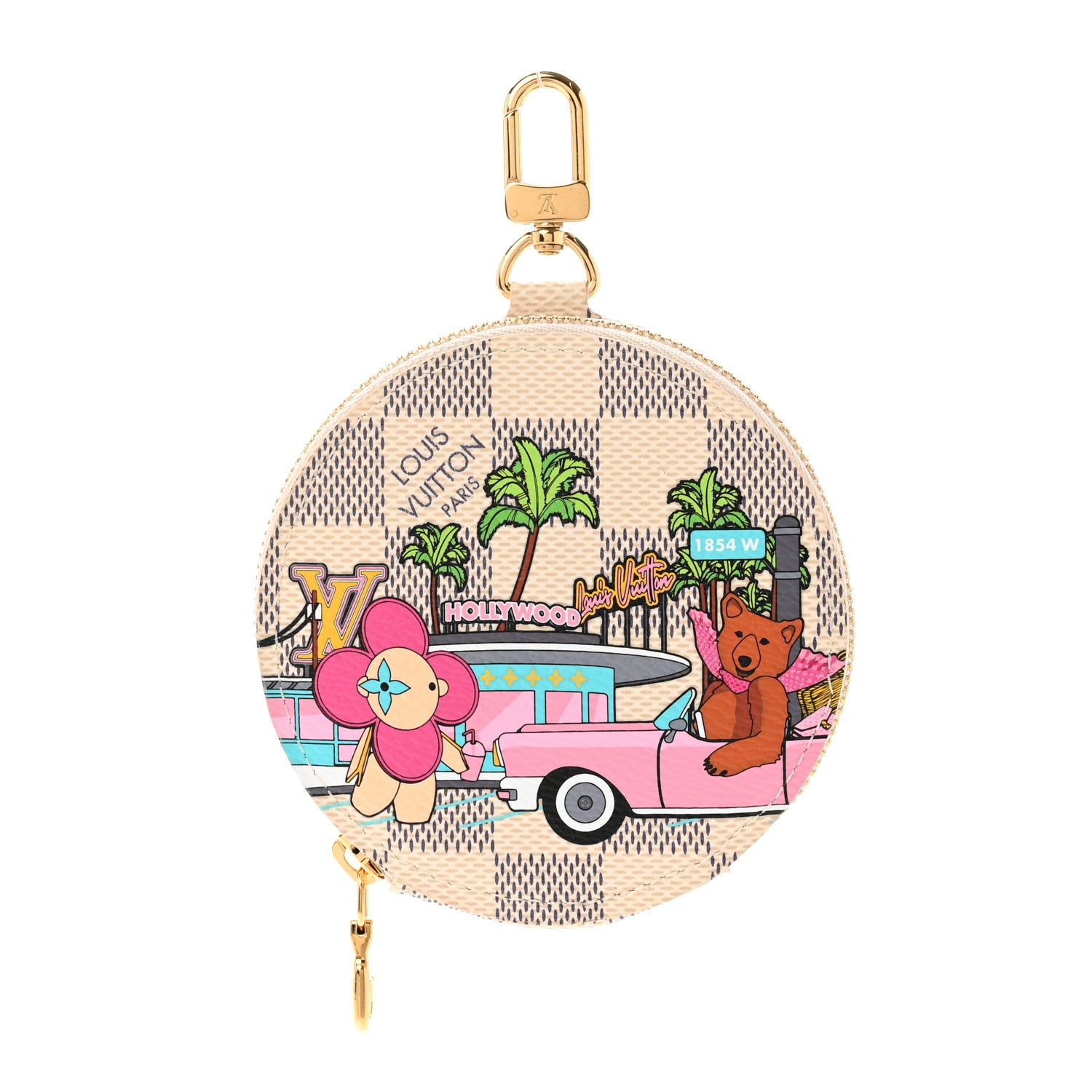 Louis Vuitton Damier Azur 2021 Christmas Animation Hollywood Bag Charm Fuchsia 1 of 4