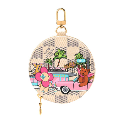 Louis Vuitton Damier Azur 2021 Christmas Animation Hollywood Bag Charm Fuchsia 1 of 4