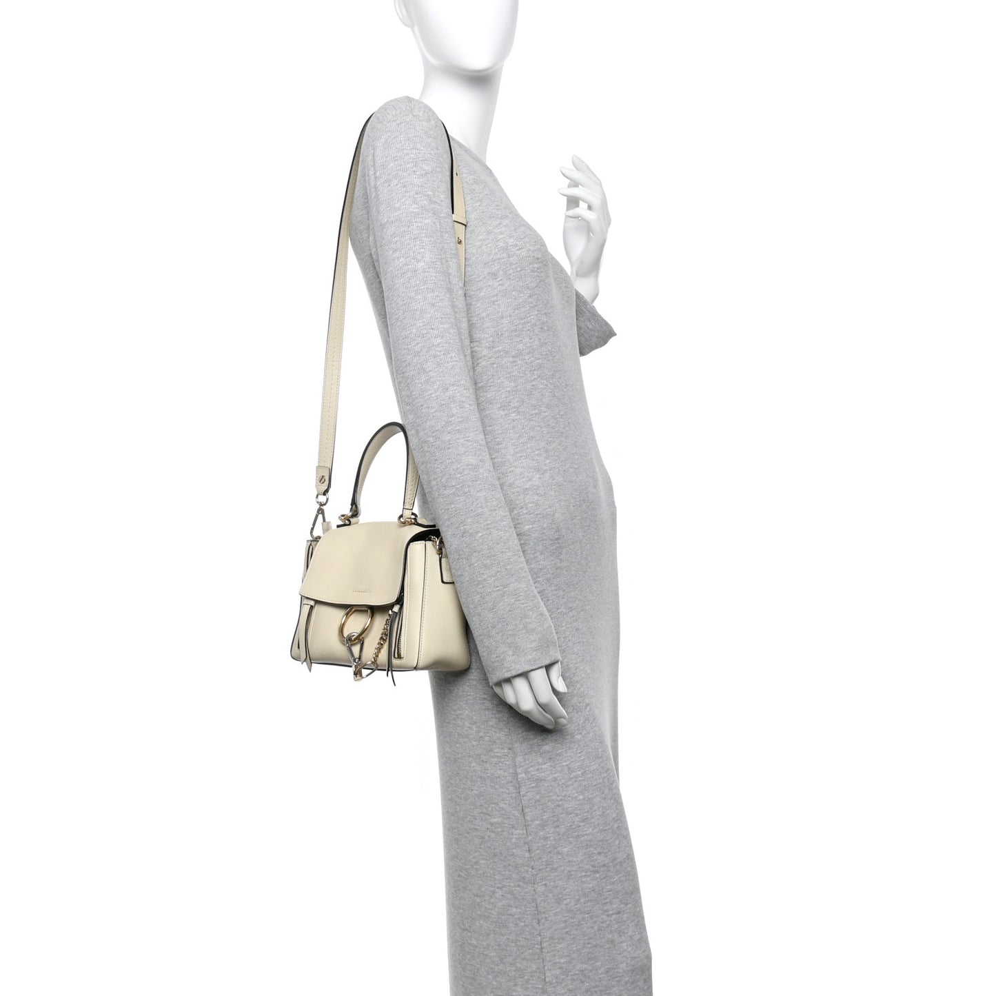Calfskin Mini Faye Day Shoulder Bag Off White
