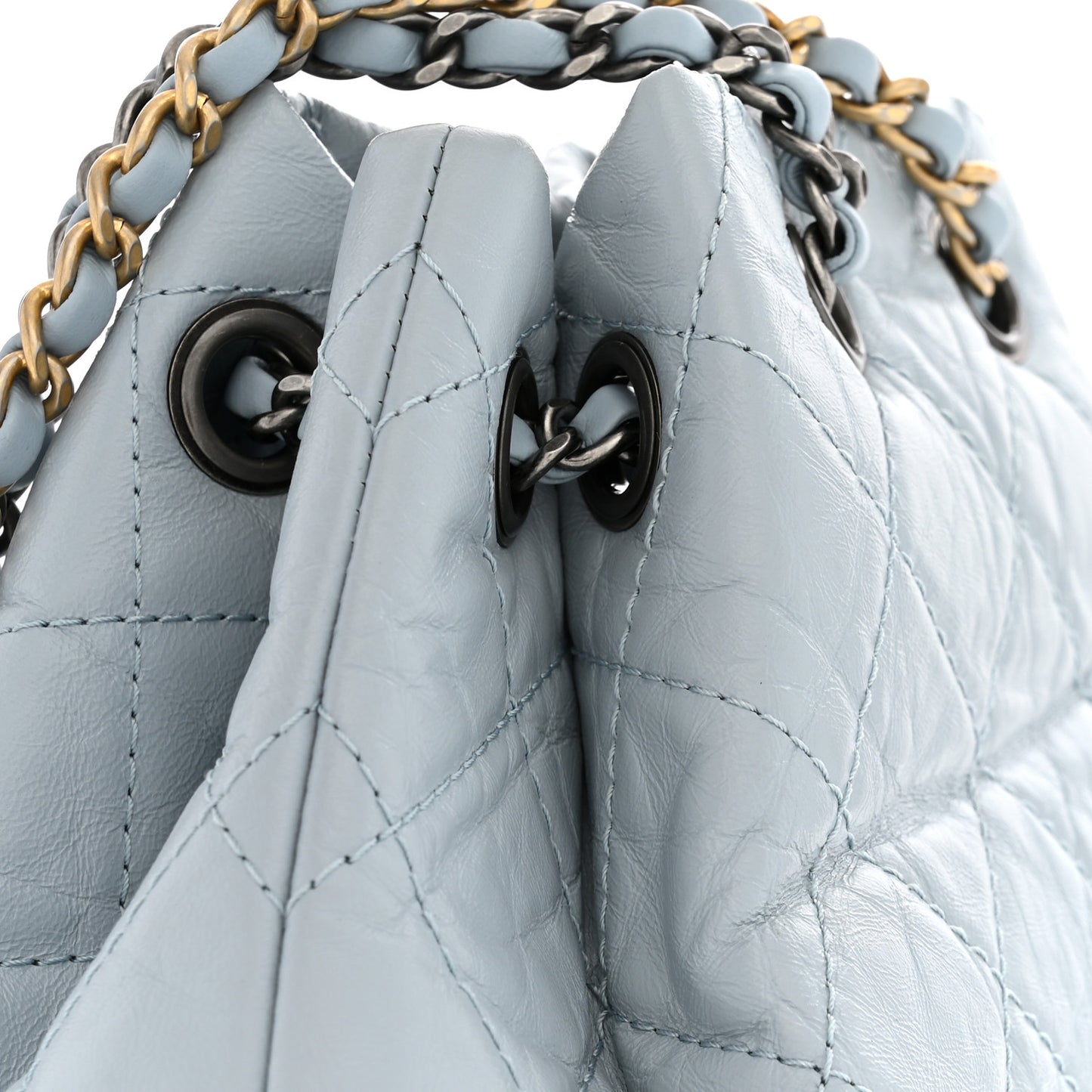 Aged Calfskin Quilted Small Gabrielle Backpack Light Blue