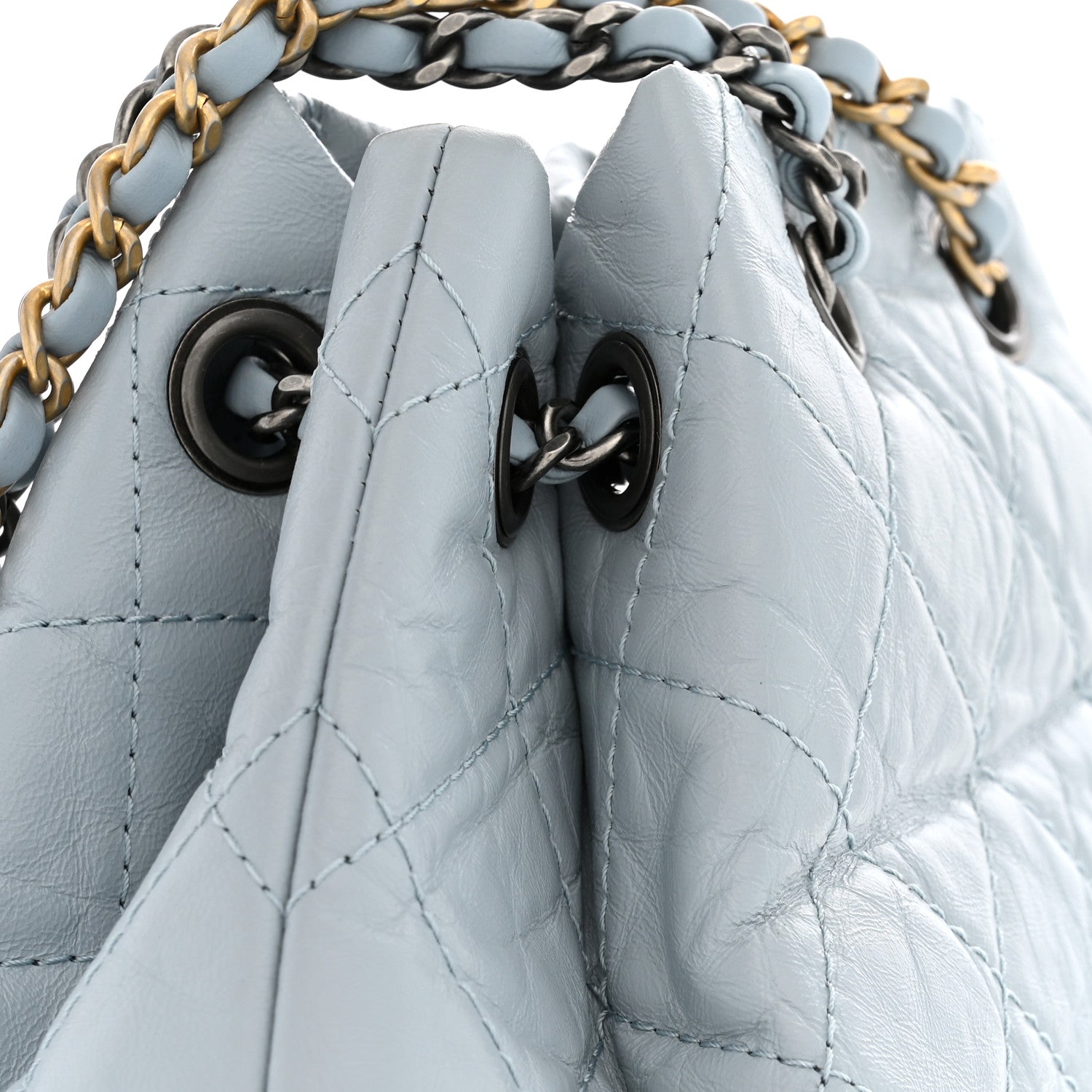 Chanel Aged Calfskin Quilted Small Gabrielle Backpack Light Blue 10 of 10