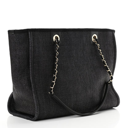 Chanel Woven Straw Raffia Small Deauville Tote Black 3 of 10