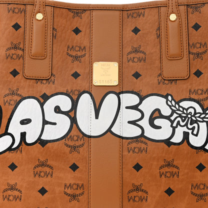 MCM Visetos Medium Liz Reversible City Series Las Vegas Shopper Tote Cognac 6 of 14